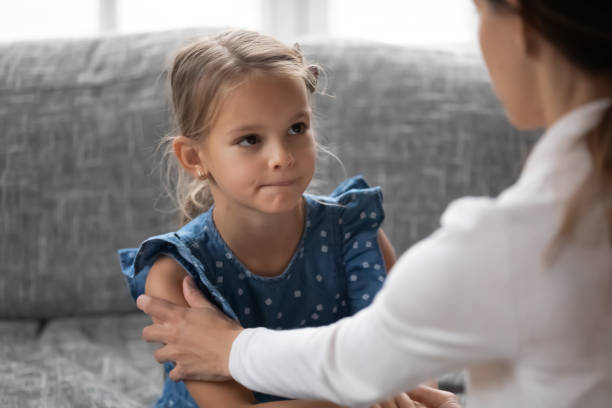 istock Loving young mom support comfort upset little daughter 1247334301