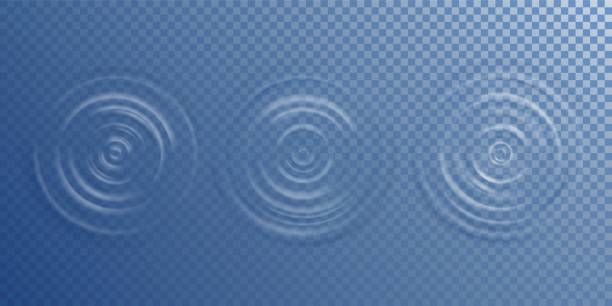Water ripple top view Water ripple top view. Circle water surface from fall drop, soun wave splash. 3d realistic vector illustration. rippled stock illustrations