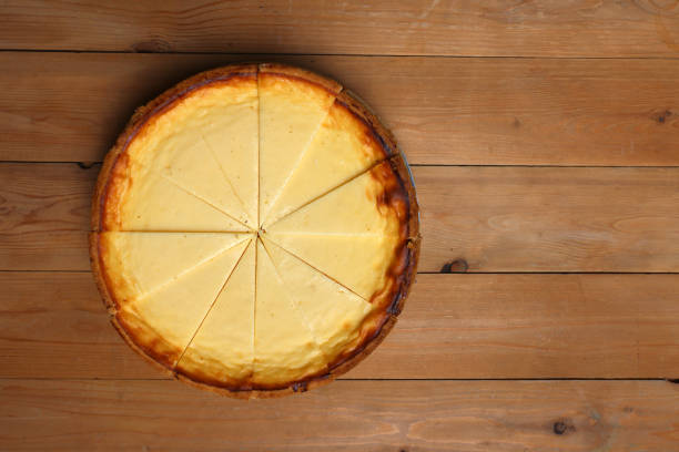 istock Cheesecake on wooden background 1247366483