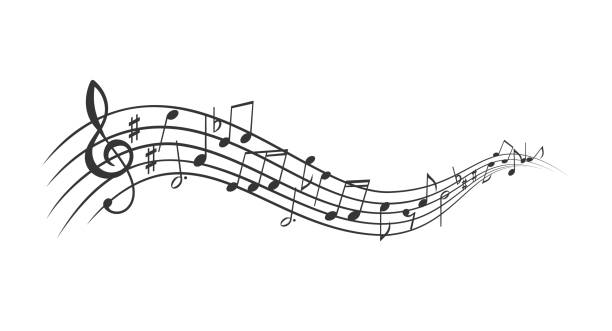müzik notaları afiş - müzik notası illüstrasyonlar stock illustrations