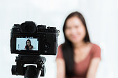beautiful-woman-blogger-with-live-record