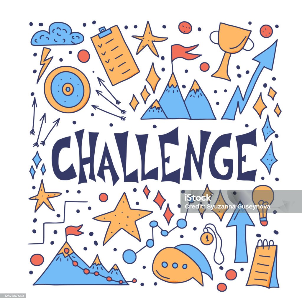 Challenge Stylized Text Vector Hand Drawn Quote Stock Illustration ...