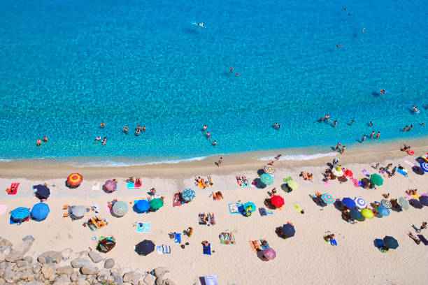 istock Top view of the beach with holidaymakers 1247448252
