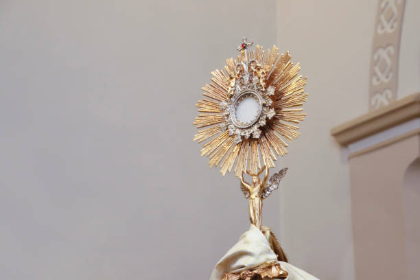 Ostensorial adoration in the catholic church - Corpus Christi stock photo