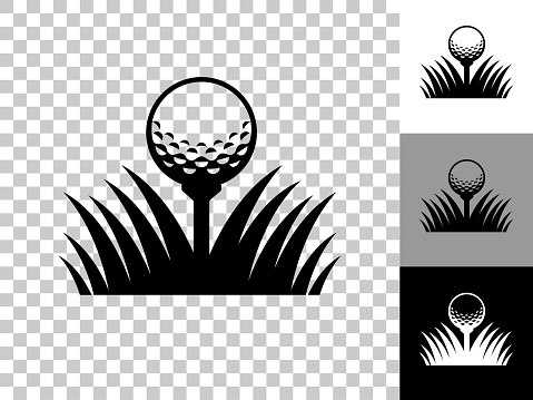 Golf Ball Icon on Checkerboard Transparent Background. This 100% royalty free vector illustration is featuring the icon on a checkerboard pattern transparent background. There are 3 additional color variations on the right..