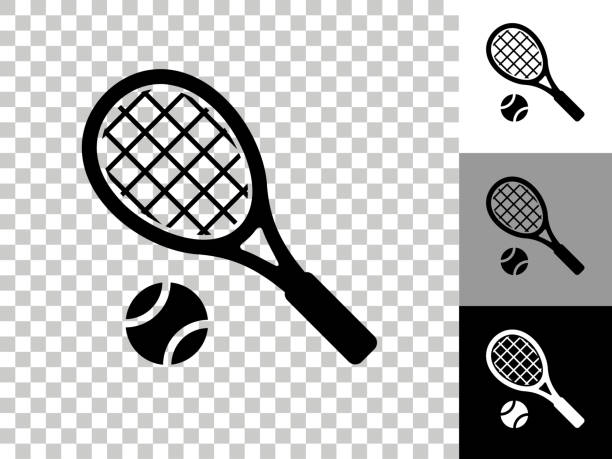 ikona tenisa na szachownicy przezroczyste tło - racket stock illustrations