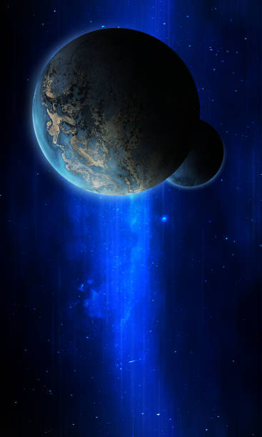 istock planet in the blue shine, stars, abstract space 3D illustration, 3d image, 3d rendering, background image 1247548379