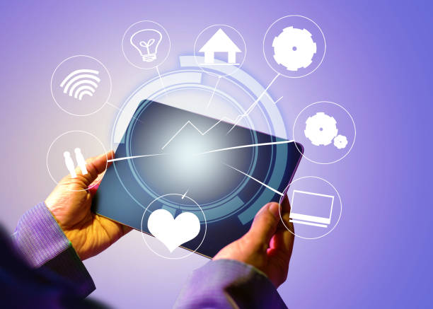 istock Work from home and learn from home with the latest holographic smartphone technology based on the 4.5G technology sphere. 1247587774