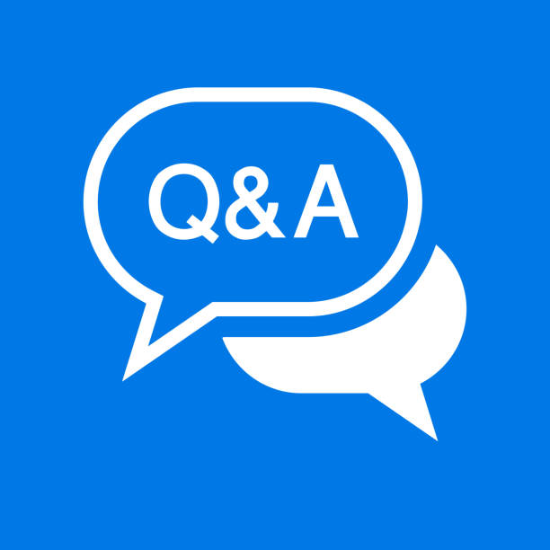 Question and Answer Text Bubble Icon Question and Answer Text Bubble Icon. This 100% royalty free vector illustration is featuring the main icon on a flat blue background. The image is square. q and a stock illustrations