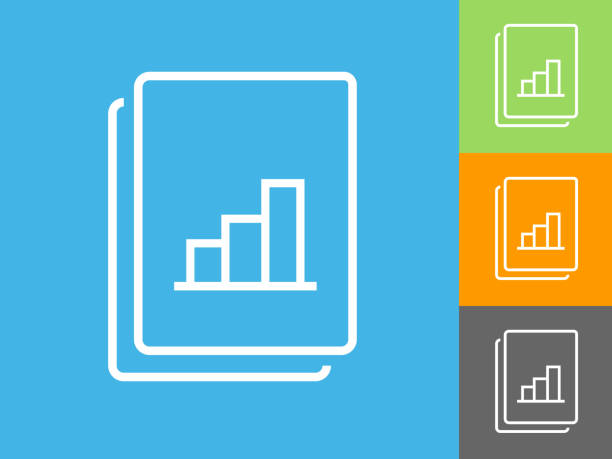 ilustrações de stock, clip art, desenhos animados e ícones de bar graph on a document icon - green report business bar graph