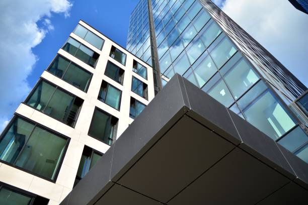 istock Facade texture of a glass mirrored office building. 1247588633