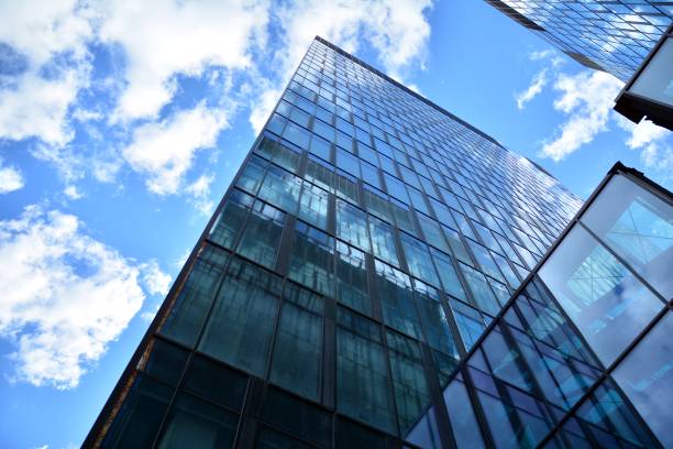 istock Facade texture of a glass mirrored office building. 1247588638