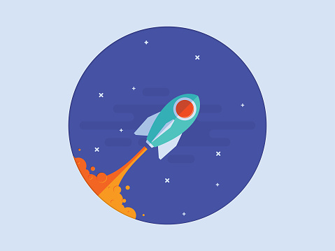 Rocket Float In Space Stock Illustration - Download Image Now - Leaving ...