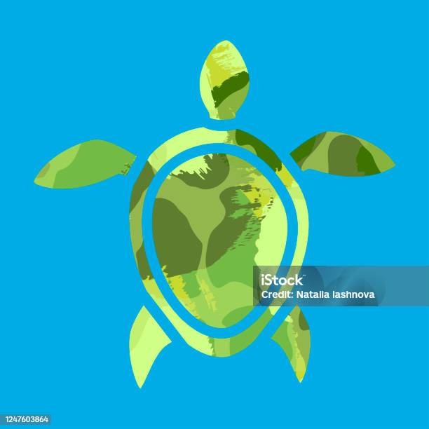 Turtle Shell Green Design Green Textured Turtle Stock Illustration - Download Image Now ...
