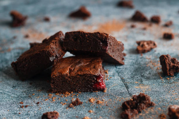 istock Tasty chocolate brownie with cherry 1247634734