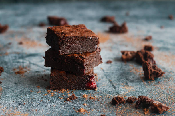 istock Tasty chocolate brownie with cherry 1247634740