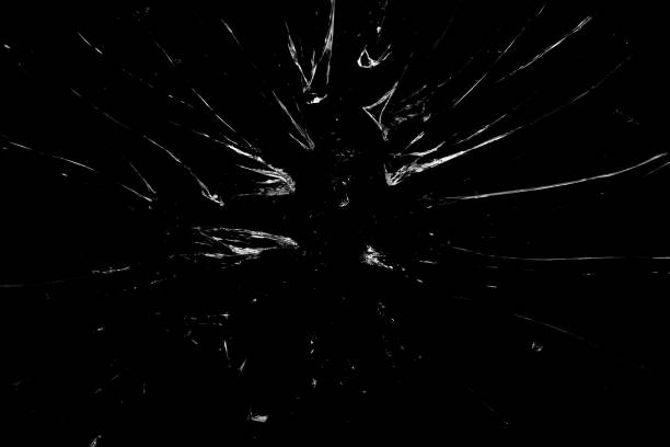 istock Broken glass background in black. Black minimalist background with cracks on the glass with water droplets. Abstract black minimalism. 1247644006