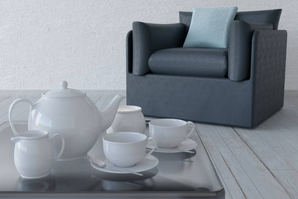 istock Tea service background lounge - 3D illustration 1247652816