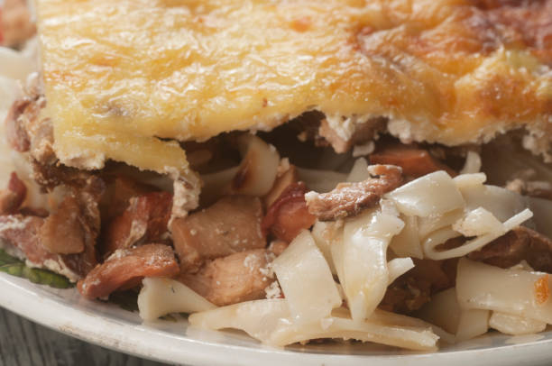 Pudding with Chicken of the woods (Laetiporus sulphureus) mushroom