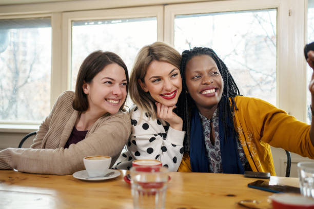istock Women taking a selfie in a cafe 1247656274