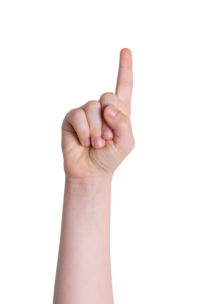 istock Child Hand Showing Number One 1247665216