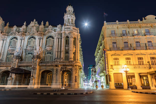 istock Central Havana theatre and hotel by night 1247668111