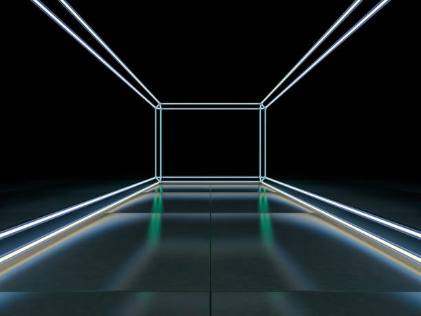 istock Neon abstract background of lines. 3D illustration 1247682203