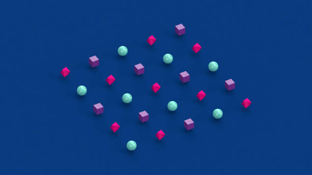 istock Blue, pink, purple geometric shapes, blue background. Abstract illustration, 3d render. 1247686708