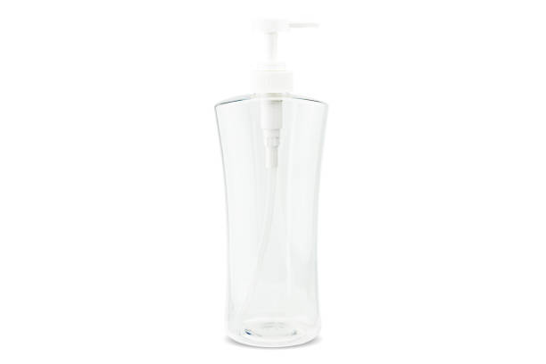 istock Empty plastic transparent bottle with dispenser pump on white background with clipping path 1247686804