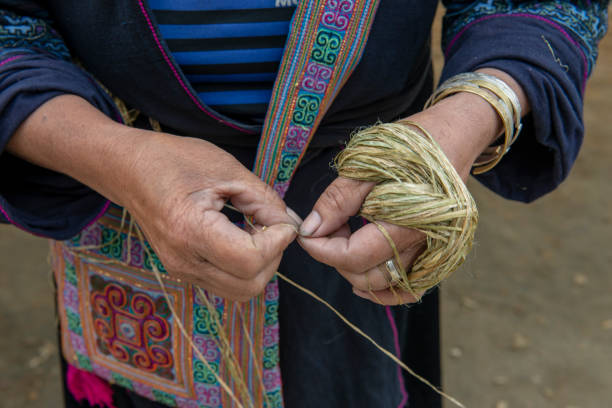 istock Knitting hands even when traveling in Sapa / Vietnam 1247686838