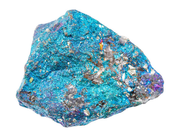 istock unpolished blue Chalcopyrite rock isolated 1247698891