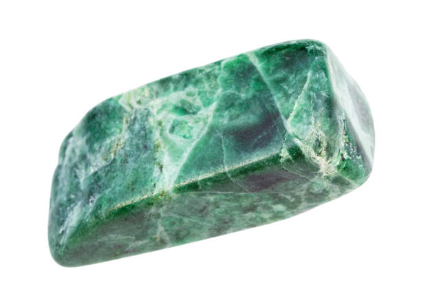 tumbled jadeite (green jade) gem stone isolated - jade imagens e fotografias de stock
