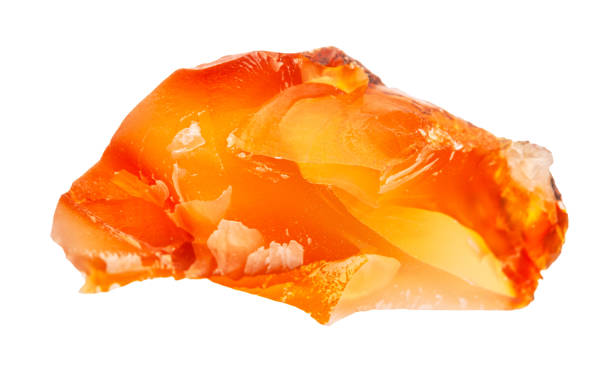 rough Carnelian stone isolated on white