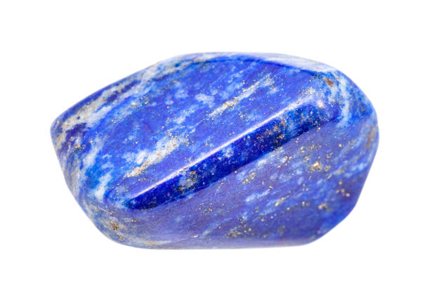 pietra preziosa lapislazzuli lucida (lazurite) isolata - lazurite foto e immagini stock