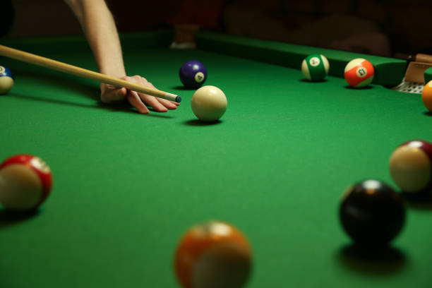 istock billiard background with color pool balls and cues 1247713846