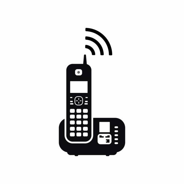 schnurloses telefonsymbol - conference phone illustrations stock-grafiken, -clipart, -cartoons und -symbole