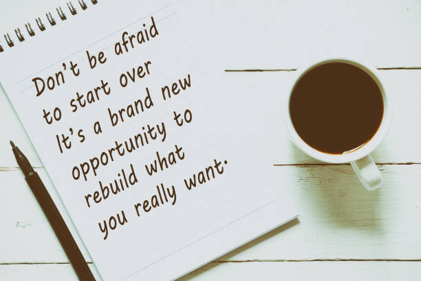 istock Notepad with Motivational/Inspirational quotes - Don't be afraid to start over it's a brand new start opportunity to rebuild what you really want 1247733380