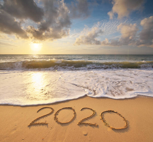 istock 2020 year on the sea shore. Element of design. 1247733522