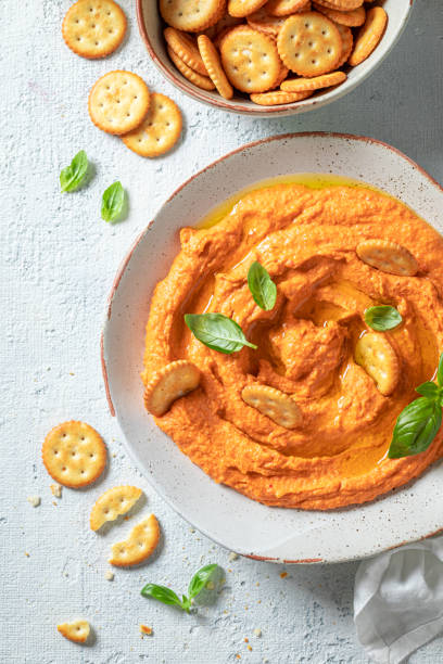 istock Homemade tomato hummus as healthy and quick snack 1247734381