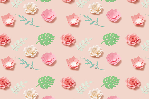 Flower flat lay fashion style on pink background. Minimal composition. Diy concept.