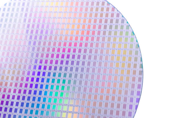 Integrated circuit silicon wafer IC wafer, electronic material, wafer, chip, bare core of electronic component computer wafer stock pictures, royalty-free photos & images
