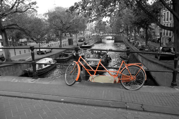 istock cutout of bicycle orange on Amsterdam 1247747452