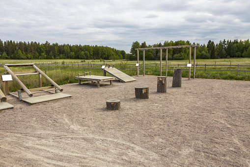 View of colorful outdoor gym Sweden.. Healthy life concept.