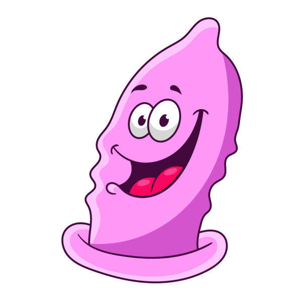 illustrazioni stock, clip art, cartoni animati e icone di tendenza di preservativo sorridente rosa cartone animato, illustrazione vettoriale - condom aids orgasm sexual activity