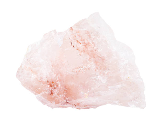 istock raw Rose quartz rock isolated on white 1247753023