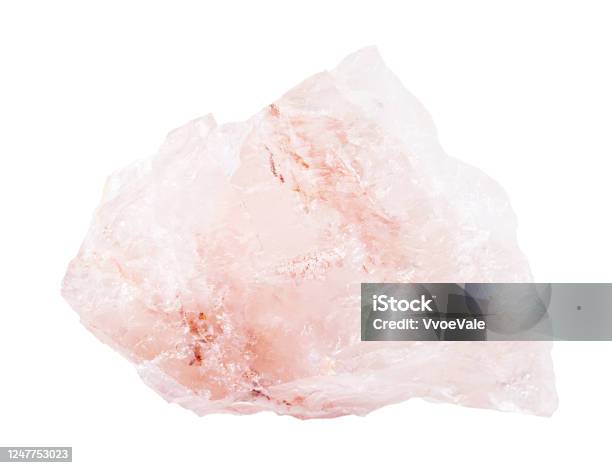 Raw Rose Quartz Rock Isolated On White Stock Photo - Download Image Now - Rose Quartz, Crystal, Translucent