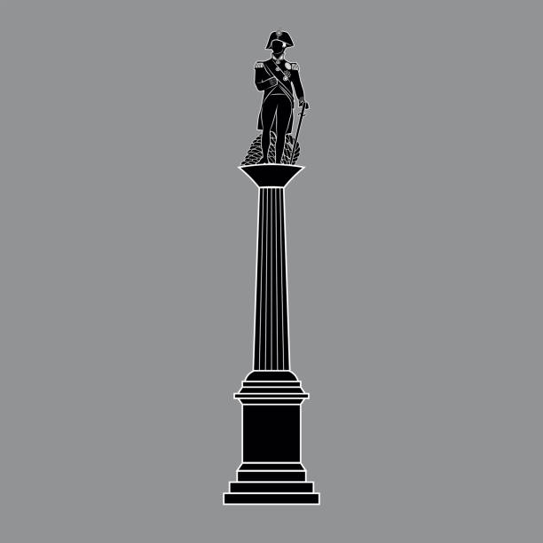 ilustrações, clipart, desenhos animados e ícones de coluna de nelson na trafalgar square em londres - praça trafalgar