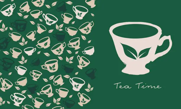 Vector illustration of Tea Time. Hand drawn a cup of tea.