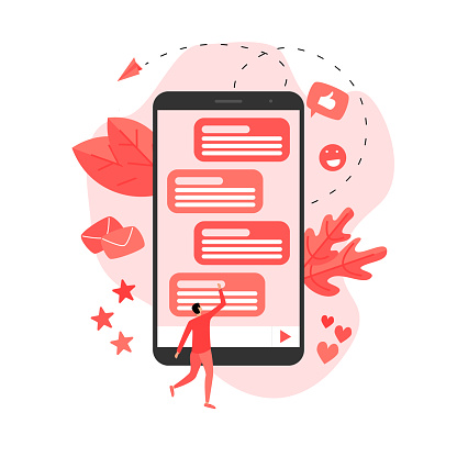 Vector illustration concept of communication in online chat.