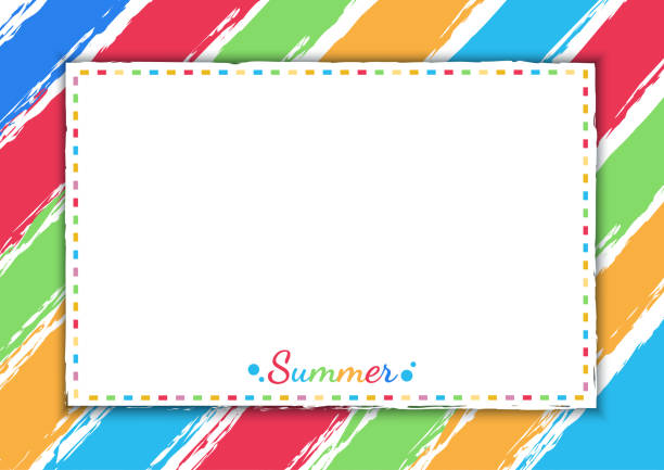 Art & Illustration Colorful frame for summer season. colorful borders stock illustrations